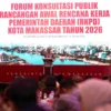 Wali Kota Makassar, Danny Pomanto Saat Membuka Forum Konsultasi Publik Untuk Rancangan Awal Rencana Kerja Pemerintah Daerah (RKPD) Kota Makassar Tahun 2026